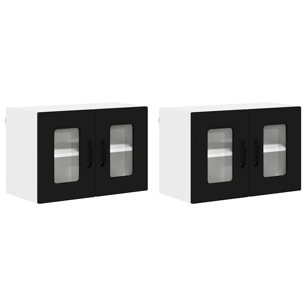 Küchenhängeschrank 2 pcs Schwarz 60 x 31 x 40 cm Holzwerkstoff